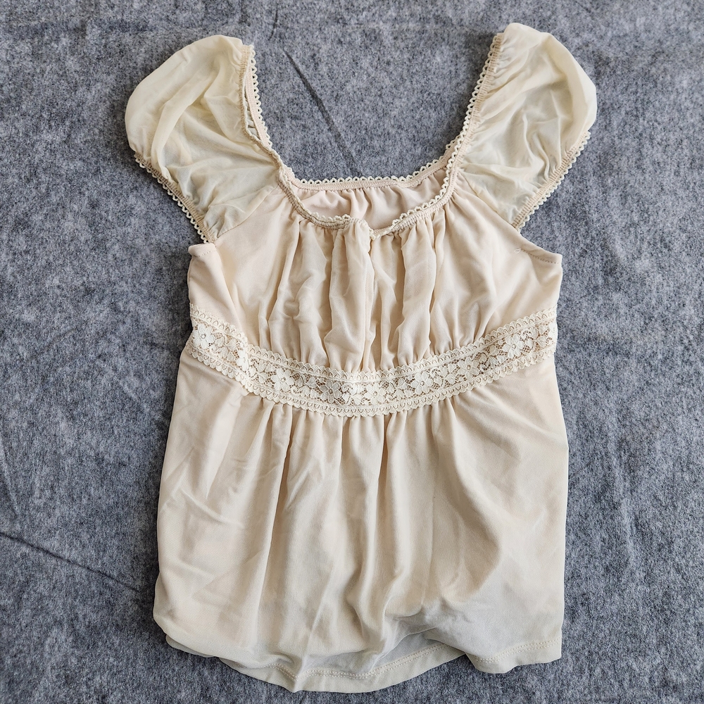 Shein Babydoll Whimsigoth Top Women's Small Cream Y2K Fairy Renaissance Lined